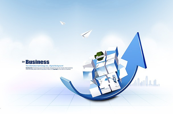 PSD 편집이미지 화살표 비즈니스 하늘 빌딩 사람없음 사무용품 종이비행기 큐브 오브젝트 이미지편집 문구용품 건물 종이접기 파일형식