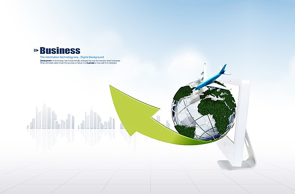 PSD 편집이미지 화살표 비즈니스 하늘 비행기 빌딩 사람없음 지구본 모니터 사무용품 오브젝트 이미지편집 항공교통 문구용품 대중교통 건물 컴퓨터 파일형식