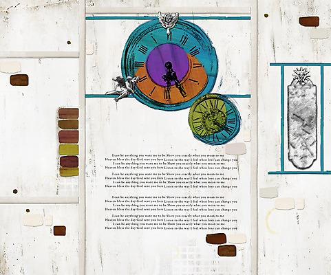 PSD 영어 문장 벽 시계 백그라운드 일러스트 사람없음 빈티지 벽시계 빈티지배경 국내일러스트 문자 컨셉 파일형식