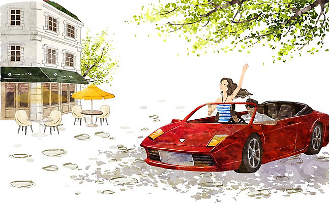 PSD 나무 라이프스타일 커플 여자 남자 길 백그라운드 데이트 일러스트 자동차 수채화 사람 20대 성인 두명 라이프 여름 30대 카페 드라이브 그늘 성인만 국내일러스트 식물 계절 육상교통 관계 청년 생활 장년 상점 운전 파일형식