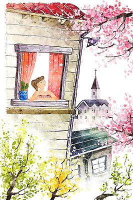 PSD 나무 라이프스타일 여자 꽃 백그라운드 일러스트 창문 지붕 휴식 수채화 선인장 한명 사람 20대 성인 건물 라이프 30대 교회 봄 커튼 개나리 진달래 창가 안식처 여자만 여자한명만 성인여자만 성인만 봄배경 국내일러스트 식물 1 건축물 계절 컨셉 종교건축 청년 생활 장년 파일형식