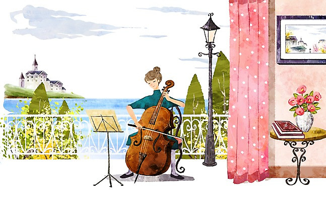 PSD 나무 구름 라이프스타일 여자 악기 바다 액자 백그라운드 연주 가로등 일러스트 탁자 수채화 한명 미소 웃음 사람 20대 성인 라이프 책 여름 30대 꽃병 커튼 첼로 여자만 여자한명만 성인여자만 성인만 국내일러스트 자연요소 식물 1 계절 공공시설 꽃 음악 가구 표정 청년 생활 장년 파일형식 찰현악기
