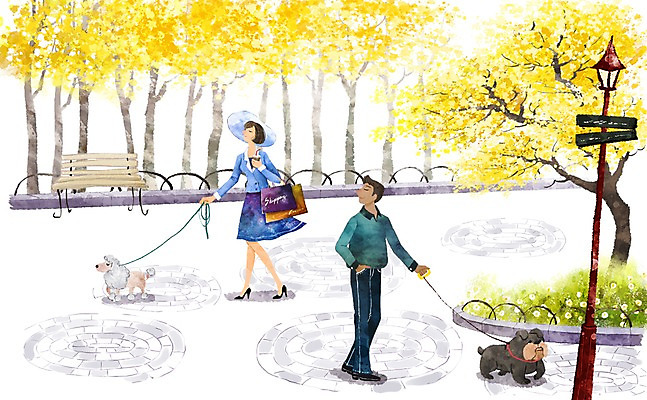 PSD 나무 동물 모자 라이프스타일 커플 공원 여자 남자 반려견 길 백그라운드 가로등 벤치 일러스트 수채화 사람 20대 성인 두명 라이프 30대 반려동물 쇼핑백 걷기 산책 가을 개 강아지 은행나무 성인만 가을배경 국내일러스트 식물 잡화 계절 공공시설 의자 가방 포유류 관계 모션 휴식 청년 생활 장년 파일형식 가을_계절