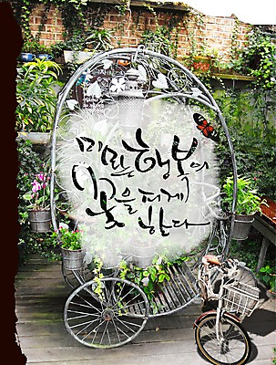 PSD 식물 편집이미지 문자 손글씨 꽃 행복 화분 캘리배경 백그라운드 캘리편집 캘리그라피 타이포그라피 글자캘리그라피 한글 사람없음 자전거 바이크 미모 이미지편집 감정 육상교통 파일형식