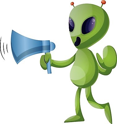 EPS 해외이미지 캐릭터 일러스트 사람없음 초록색 확성기 외침 외계인 알림 해외202004 해외202105 해외일러스트 일러캐릭터 컬러 소리 미확인물체 파일형식 벡터