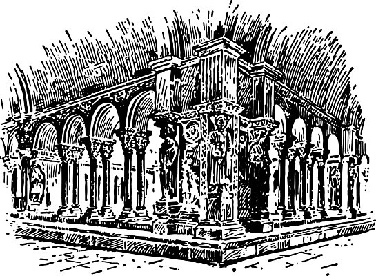 EPS 해외이미지 선 벽 일러스트 미술 건물 성당 교회 검은색 수확 흰색 그림 판화 고체 회랑 해외202004 해외202105 해외일러스트 건축물 컬러 농업 종교건축 문화예술 복도 파일형식 벡터