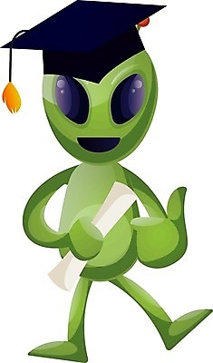 EPS 해외이미지 캐릭터 일러스트 학사모 졸업 졸업생 들기 사람없음 초록색 외계인 졸업장 해외202004 해외202105 해외일러스트 일러캐릭터 모자_잡화 교육 컬러 모션 미확인물체 파일형식 벡터