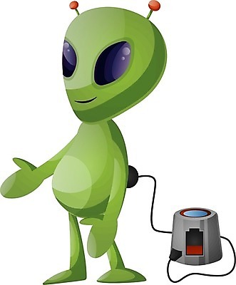 EPS 해외이미지 캐릭터 일러스트 사람없음 초록색 외계인 건전지 충전 해외202004 해외202105 해외일러스트 일러캐릭터 컬러 미확인물체 파일형식 벡터