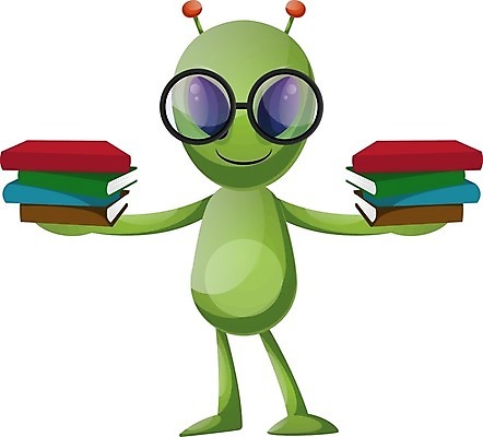EPS 해외이미지 캐릭터 일러스트 들기 사람없음 책 초록색 외계인 안경낌 해외202004 해외202105 해외일러스트 일러캐릭터 안경 컬러 모션 미확인물체 파일형식 벡터