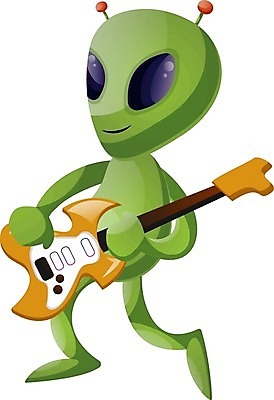 EPS 해외이미지 캐릭터 연주 일러스트 사람없음 초록색 외계인 기타 일렉기타 해외202004 해외202105 해외일러스트 일러캐릭터 음악 컬러 현악기 미확인물체 파일형식 벡터