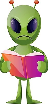 EPS 해외이미지 캐릭터 일러스트 들기 사람없음 책 초록색 독서 외계인 지루함 해외202004 해외202105 해외일러스트 일러캐릭터 감정 컬러 모션 미확인물체 파일형식 벡터