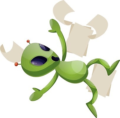 EPS 해외이미지 캐릭터 종이 일러스트 사람없음 초록색 외계인 넘어짐 해외202004 흩날리기 해외202105 해외일러스트 일러캐릭터 컬러 모션 미확인물체 파일형식 벡터