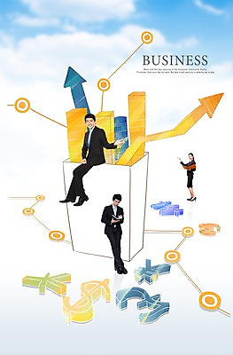 PSD 편집이미지 기호 여자 남자 화살표 돈 비즈니스 그래프 미소 웃음 사람 동양인 20대 성인 세명 30대 달러 한국인 유로 비즈니스맨 비즈니스우먼 원화 상승 위안화 성인만 이미지편집 문자 컨셉 표정 인종 청년 장년 직장인 재산 파일형식