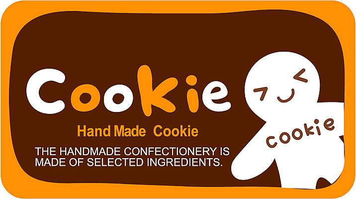 EPS 캐릭터 영어 문장 컬러 일러스트 사람없음 갈색 라벨 쿠키 과자 주황색 국내일러스트 일러캐릭터 문자 디저트 프레임 파일형식 벡터