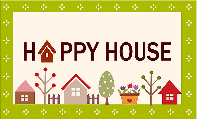 EPS 나무 식물 영어 꽃 문장 일러스트 주택 사람없음 울타리 라벨 마을 국내일러스트 문자 프레임 건물 담장 파일형식 벡터