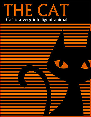 EPS 동물 한마리 영어 문장 컬러 일러스트 사람없음 라벨 검은색 주황색 고양이 줄무늬 직선 국내일러스트 문자 1 선 무늬 포유류 프레임 반려동물 파일형식 벡터