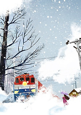 PSD 나무 응시 계절 여자 백그라운드 겨울 일러스트 우산 한명 서기 사람 풍경 20대 성인 30대 설원 기차 추위 눈 연기 역 전봇대 여자만 여자한명만 성인여자만 성인만 겨울배경 국내일러스트 자연요소 식물 1 시선 공공시설 육상교통 교통시설 모션 날씨 대중교통 눈_날씨 청년 장년 파일형식