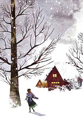 PSD 나무 응시 계절 여자 백그라운드 겨울 일러스트 주택 한명 서기 사람 풍경 20대 성인 30대 설원 추위 눈 여자만 여자한명만 성인여자만 성인만 겨울배경 국내일러스트 자연요소 식물 1 시선 모션 날씨 눈_날씨 청년 건물 장년 파일형식