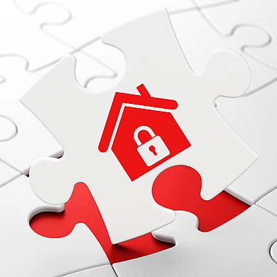 JPG 해외이미지 일러스트 자물쇠 사람없음 빨간색 3D 오픈 퍼즐조각 해킹 보완 개인정보 집모양 해외202004 해외202105 해외일러스트 모양 컬러 조각 정보 퍼즐 디지털합성 파일형식