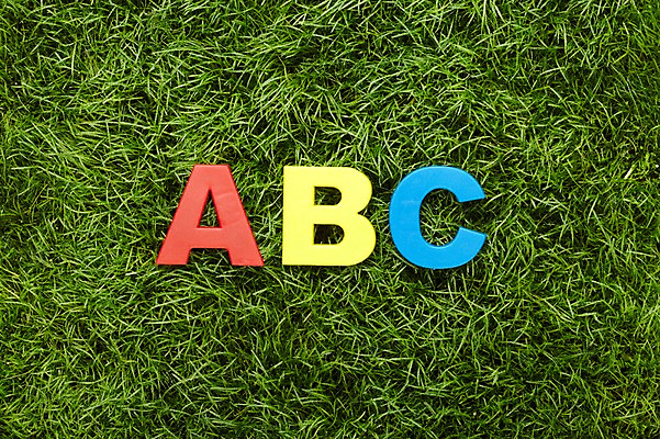 포토 JPG 스튜디오촬영 문자 알파벳 영어 교육 대문자 실내 잔디 사람없음 풀 B A 글자교육 C 국내포토 식물 내부 파일형식