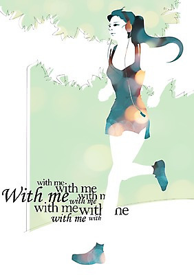 PSD 우먼라이프 라이프스타일 여자 음악 일러스트 한명 사람 성인 라이프 달리기 조깅 운동 헤드셋 여자만 여자한명만 성인여자만 성인만 국내일러스트 1 음향기기 모션 문화예술 건강 생활 헤드폰 파일형식