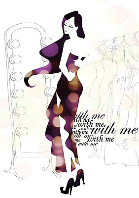 PSD 우먼라이프 라이프스타일 드레스 옷 여자 일러스트 조명 한명 사람 성인 라이프 쇼핑 거울 옷입기 의상실 여자만 여자한명만 성인여자만 성인만 국내일러스트 1 모션 생활 파일형식