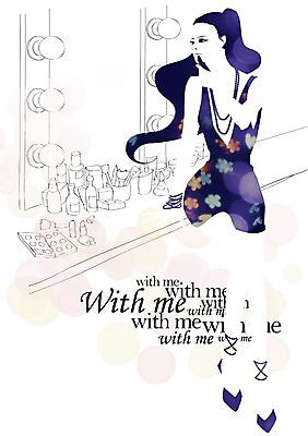 PSD 우먼라이프 라이프스타일 여자 일러스트 조명 한명 사람 성인 라이프 화장 분장 화장품 거울 립스틱 분장실 여자만 여자한명만 성인여자만 성인만 국내일러스트 1 생활 뷰티 파일형식