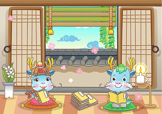 EPS 동물 캐릭터 꽃 동물캐릭터 두마리 일러스트 전통캐릭터 근하신년 새해 미소 웃음 사람없음 책 독서 전통문양 문 용띠 십이지신 용 전통의상 한복 신년캐릭터 용캐릭터 임진년 호롱불 청룡 국내일러스트 일러캐릭터 식물 한국전통 전통 문양 2 조명 표정 파일형식 벡터 사방신