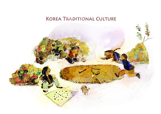 PSD 한국전통 전통 남자 전통문화 문화 어린이 일러스트 놀이 사람 소년 여러명 친구 전통놀이 윷 윷놀이 전통의상 한복 과거 윷판 남자만 어린이만 소년만 국내일러스트 다수 컨셉 관계 한국 파일형식