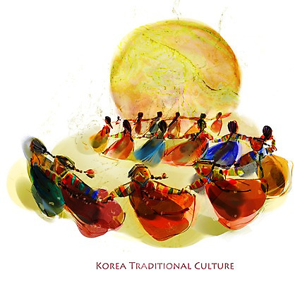 PSD 한국전통 전통 여자 전통문화 문화 일러스트 놀이 사람 여러명 전통놀이 보름달 달 춤 전통의상 한복 과거 강강술래 율동 여자만 국내일러스트 자연요소 다수 컨셉 문화예술 한국 파일형식