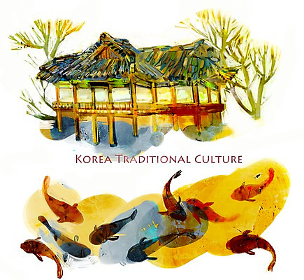 PSD 나무 한국전통 전통 건축물 전통문화 문화 고건축 한국건축 일러스트 어류 풍경 사람없음 정원 연못 정자 과거 잉어 국내일러스트 식물 건축 컨셉 한국 수중동물 파일형식