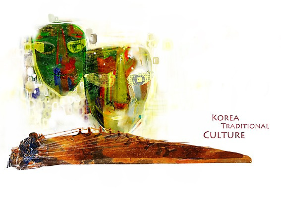 PSD 한국전통 전통 전통문화 문화 악기 일러스트 현악기 국악기 가면 사람없음 과거 탈 거문고 국내일러스트 음악 컨셉 한국 국악 파일형식