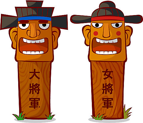 EPS 한국전통 전통 종교 일러스트 종교용품 사람없음 무속 무속신앙용품 장승 지하여장군 천하대장군 국내일러스트 한국 파일형식 벡터