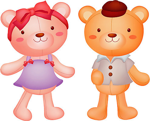 EPS 동물 척추동물 모자 육지동물 커플 리본 인형 일러스트 곰 포유류 사람없음 친구 장난감 곰인형 오브젝트 봉제인형 국내일러스트 잡화 관계 파일형식 벡터