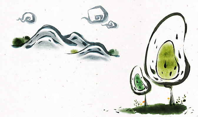 PSD 나무 구름 캘리배경 백그라운드 일러스트 캘리그라피 산 수묵화 풍경 사람없음 풀 국내일러스트 자연요소 식물 미술 파일형식