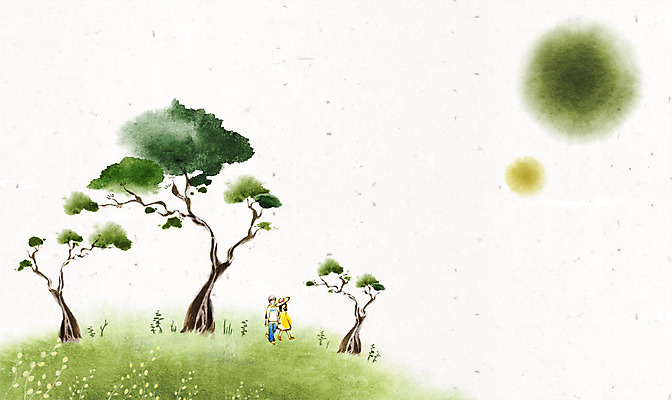 PSD 나무 커플 여자 남자 캘리배경 백그라운드 일러스트 캘리그라피 수묵화 사람 풍경 성인 두명 산책 소나무 동산 성인만 국내일러스트 식물 관계 휴식 미술 파일형식