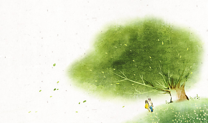 PSD 나무 커플 여자 남자 캘리배경 백그라운드 데이트 일러스트 캘리그라피 수묵화 사람 풍경 성인 두명 여름 산책 풀 동산 성인만 국내일러스트 식물 계절 관계 휴식 미술 파일형식