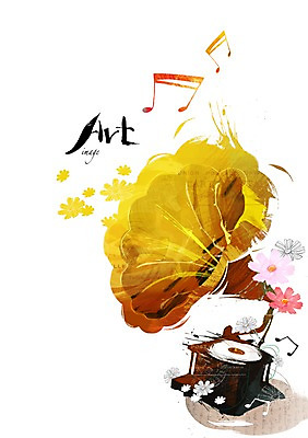 PSD 식물 영어 꽃 문화 예술 음표 일러스트 문화예술 사람없음 단어 기계 화려 코스모스 그림 축음기 ART 특별함 국내일러스트 문자 기호 음악 음향기기 컨셉 골동품 파일형식