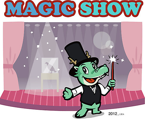 EPS 동물 캐릭터 한마리 동물캐릭터 일러스트 조명 근하신년 새해 미소 웃음 사람없음 마술 무대 마술사 도구 용띠 십이지신 용 커튼 신년캐릭터 마술봉 마술도구 쇼 용캐릭터 임진년 마술사복장 매직쇼 국내일러스트 일러캐릭터 1 옷 표정 파일형식 벡터