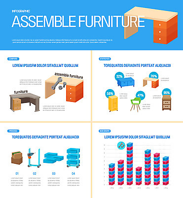 가구 하늘색 의자 일러스트 그래프 사람없음 인포그래픽 공구 책상 서랍장 조립 스탠드행거 국내일러스트 AI파일 생활용품 파란색 도구 파일형식 벡터