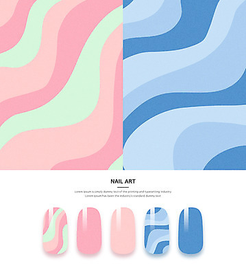 분홍색 백그라운드 패턴 곡선 일러스트 사람없음 파란색 네일아트 물결무늬 국내일러스트 AI파일 물결 선 컬러 무늬 뷰티 파일형식 벡터