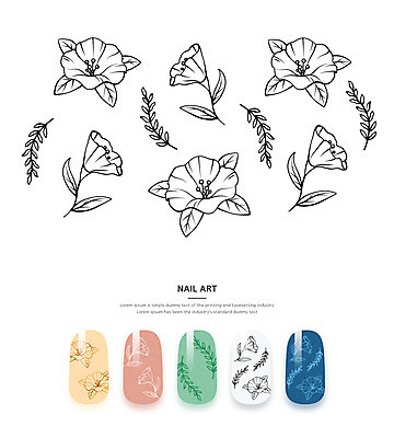 꽃 선 백그라운드 잎 꽃무늬 패턴 일러스트 사람없음 네일아트 국내일러스트 AI파일 식물 무늬 뷰티 파일형식 벡터