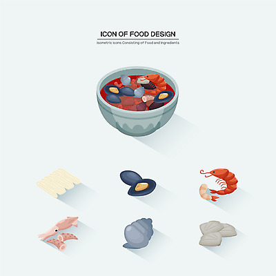 그릇 음식 일러스트 식재료 조개 새우 사람없음 중식 면 소라 오징어 홍합 짬뽕 아이소메트릭 국내일러스트 AI파일 식기 어패류 연체동물 갑각류 수중동물 파일형식 벡터