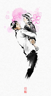 전신 PSD 남자 꽃 어린이 일러스트 캘리그라피 안기 붓터치 웃음 들기 소년 상반신 성인 두명 어린이날 즐거움 번짐 위인 낙관 남자만 방정환 국내일러스트 식물 기념일 감정 모션 표정 사람 파일형식 효과