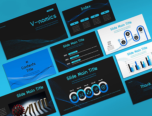 템플릿 비즈니스 그래프 사람없음 경제 세트 검은색 PPT 프레젠테이션 문서템플릿 도미노 9P 코로나바이러스 브이노믹스 이미지템플릿 컬러 바이러스 파일형식