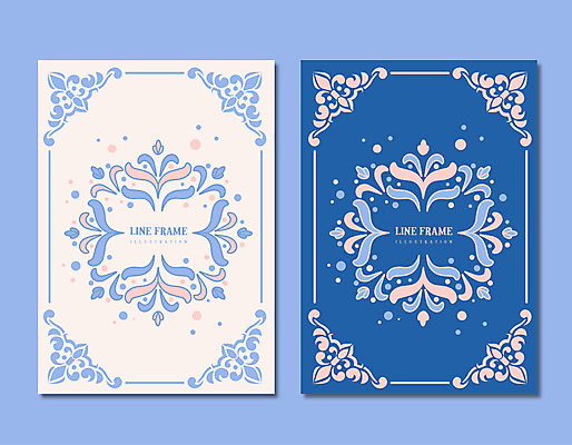 문양 선 백그라운드 라인일러스트 일러스트 프레임 사람없음 파란색 테두리 베이지색 국내일러스트 AI파일 컬러 파일형식 벡터