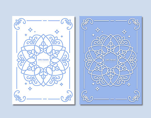 문양 꽃 선 하늘색 백그라운드 라인일러스트 일러스트 프레임 사람없음 흰색 테두리 국내일러스트 AI파일 식물 컬러 파란색 파일형식 벡터