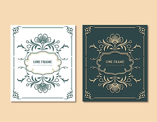 꽃 선 백그라운드 잎 라인일러스트 일러스트 프레임 사람없음 초록색 흰색 테두리 국내일러스트 AI파일 식물 컬러 파일형식 벡터