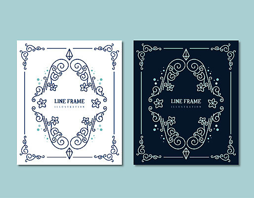 문양 꽃 선 백그라운드 라인일러스트 일러스트 프레임 사람없음 검은색 흰색 테두리 국내일러스트 AI파일 식물 컬러 파일형식 벡터