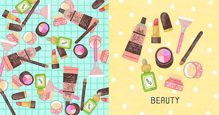 PSD 패턴 일러스트 사람없음 화장 뷰티 화장품 립스틱 패턴백그라운드 파우더 메이크업브러쉬 아이셰도우 팩트 세럼 국내일러스트 백그라운드 무늬 붓 파일형식